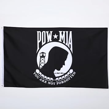 3x5 FT Pow Mia Flag - 2 Pack | Black & White US Mia Pow Military Flags with Brass Grommets and Double Stitched | Quality Polyester Digital Printed You are Not Forgotten Prisoner of War Flags Vivid Color and Fade Resistant