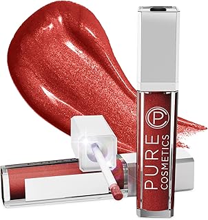 Pure Cosmetics Lip Gloss, Razzmatazz - Hydrating & Ultra-Moisturizing Lip Makeup with Jojoba Oil, Sweet Almond Oil & Vitamin E, LED Applicator with Mirror, Cruelty-Free and Talc-Free