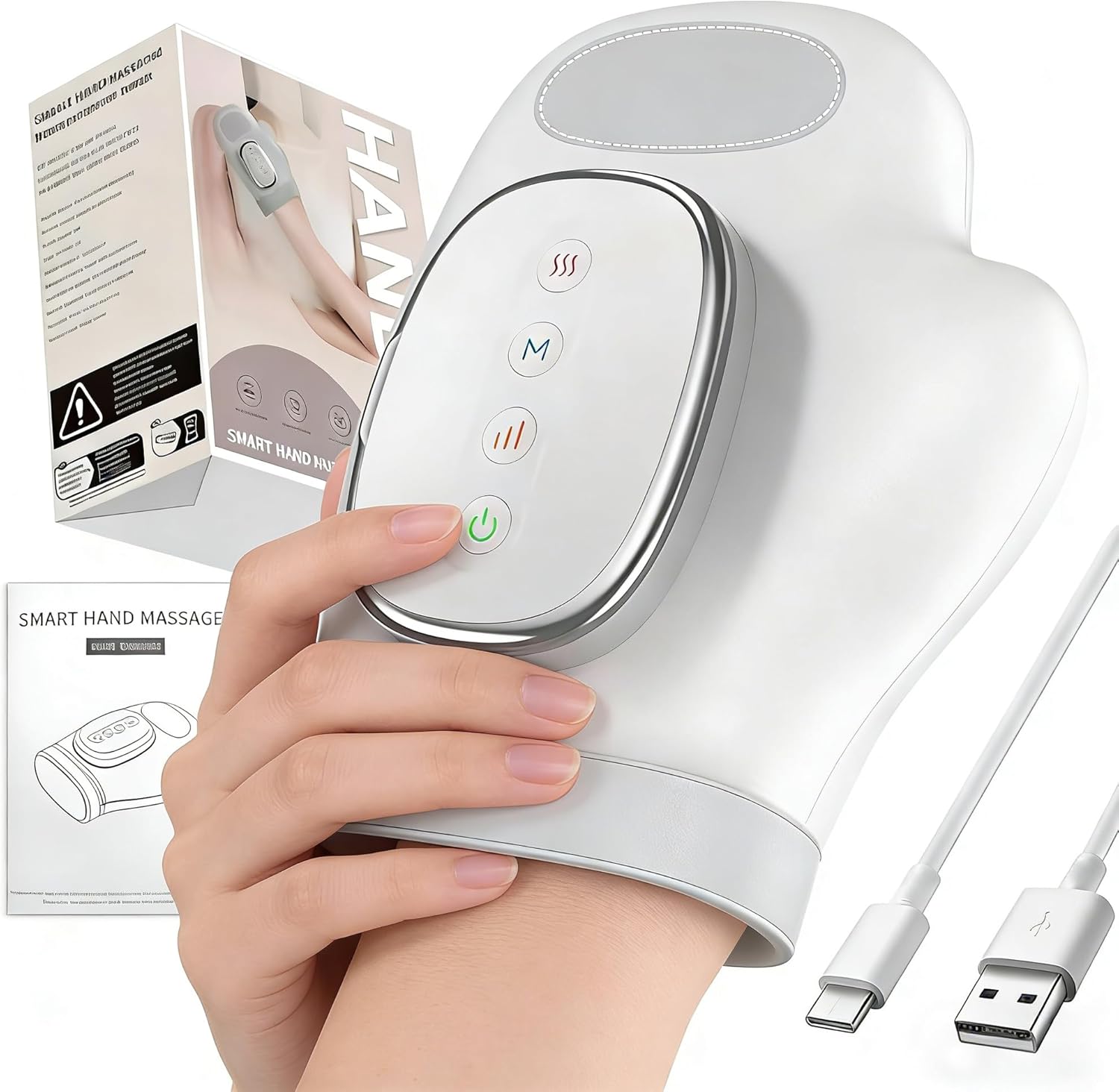 Hand Massagers, 3 Heat Settings & 5 Compression Levels Smart Hand Massager, 2000mAh Cordless with Soothing Warmth for Hand & Wrist Discomfort - Hand Massager with Heat and Compression