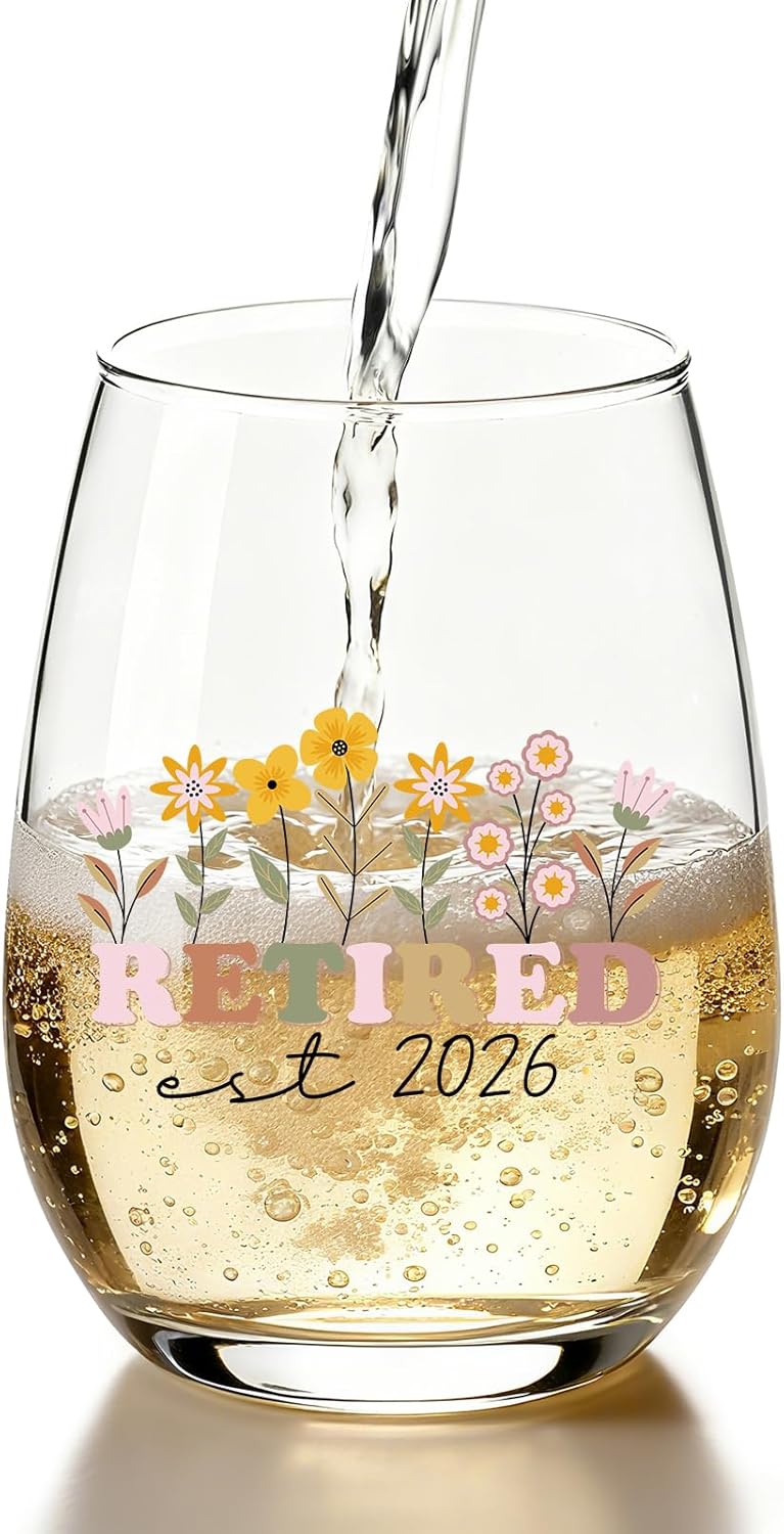 Jogskeor Retired Est 2026 Wine Glass 15oz, Retirement Gift for Woman, Retirement Gifts for Women, Birthday Christmas Gifts for Women Mom Grandma Aunt - Image 7