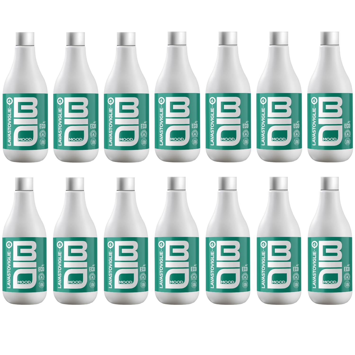 BIO MOOD - LAVASTOVIGLIE 1000 ML x 12 pezzi, fino a 600 lavaggi BIO, ULTRA concentrato per stoviglie splendenti