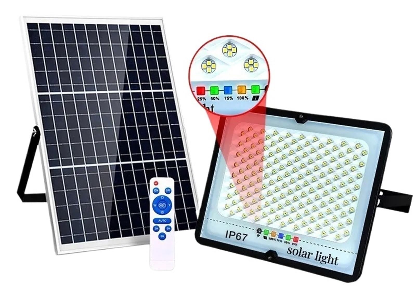 Lampe solaire 200 LED puissante avec capteur de mouvement et télécommande pour extérieur
