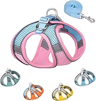 Vista 7 de Solmoony Arnés para perro para perros pequeños y medianos, fácil de poner, arnés de malla suave y juego de correa para gatitos y cachorros, arnés
