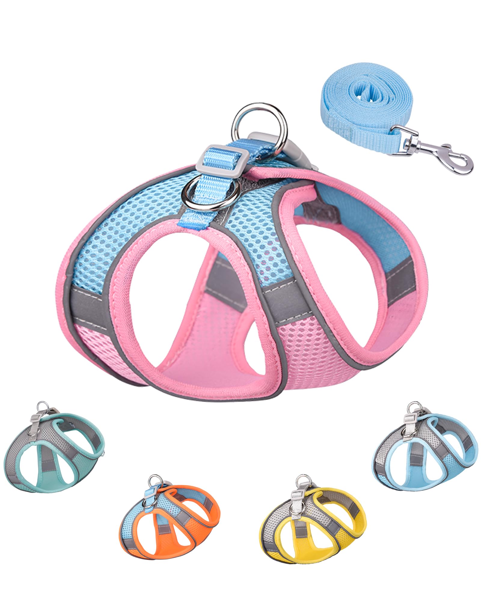 Soft Mesh Dog Harness & Leash Set – No-Pull, Reflective, Adjustable | For Small Dogs & Cats