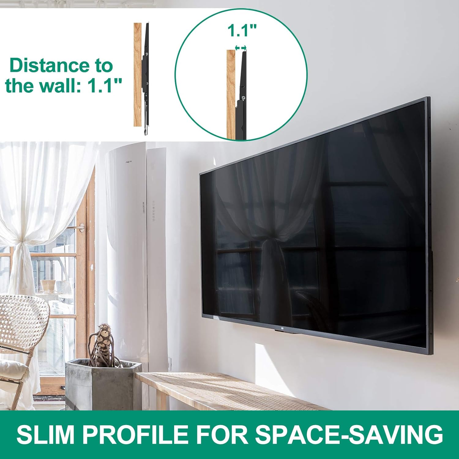 Prоmо 40% оƒƒ Fixed TV Wall Mount Bracket, Universal Low Profile TV Mount for 42-70 Inch Flat Screen TVs, You Can Level After Mounting & Space Saving for 16/18/24” Studs, Max VESA 600x400mm, 100 lbs. Loading ELIVED