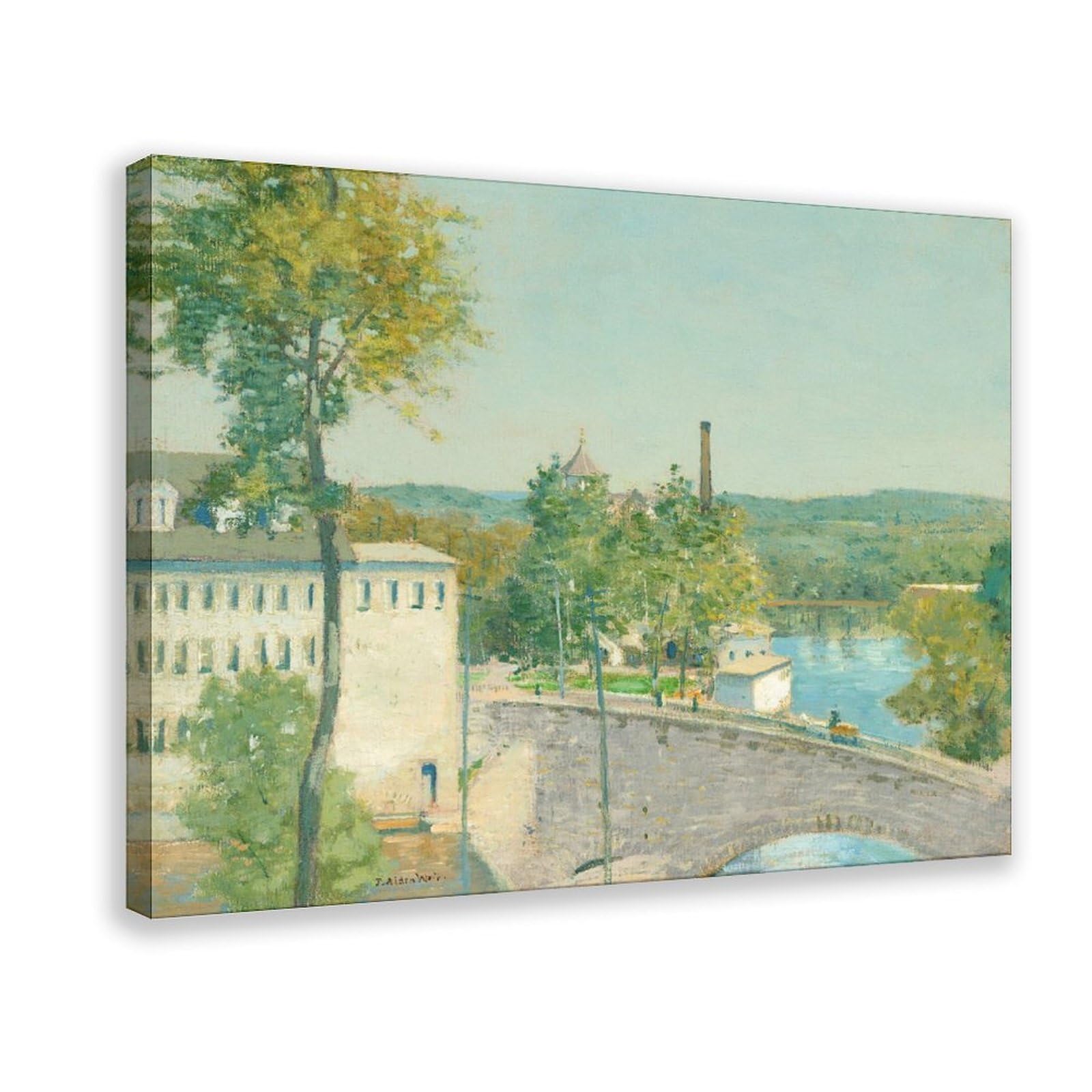 DFJyjFGJJ Julian Alden Weir,U.S. Thread Company Mills, Willimantic, Connecticut Poster Print for Teen Boys Room Wall Art Canvas Painting 20" L X 30" W