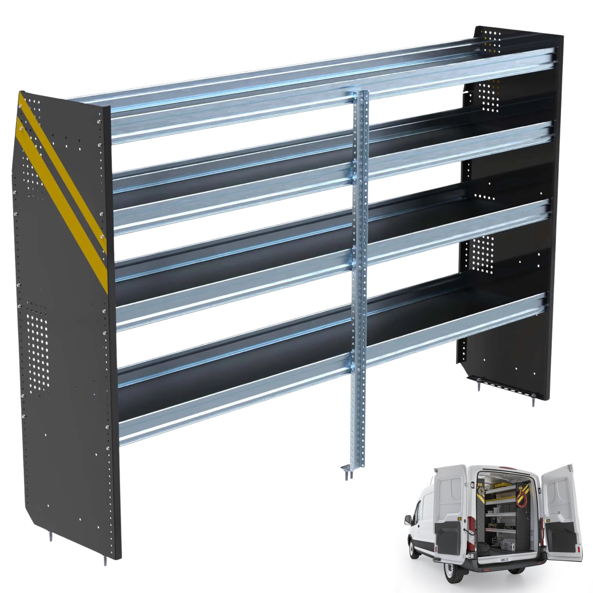 American Truck Equipment Ranger Design N5 Series Cargo Van Shelving, 96" Wide, 4 Trays, N5-DS96-4