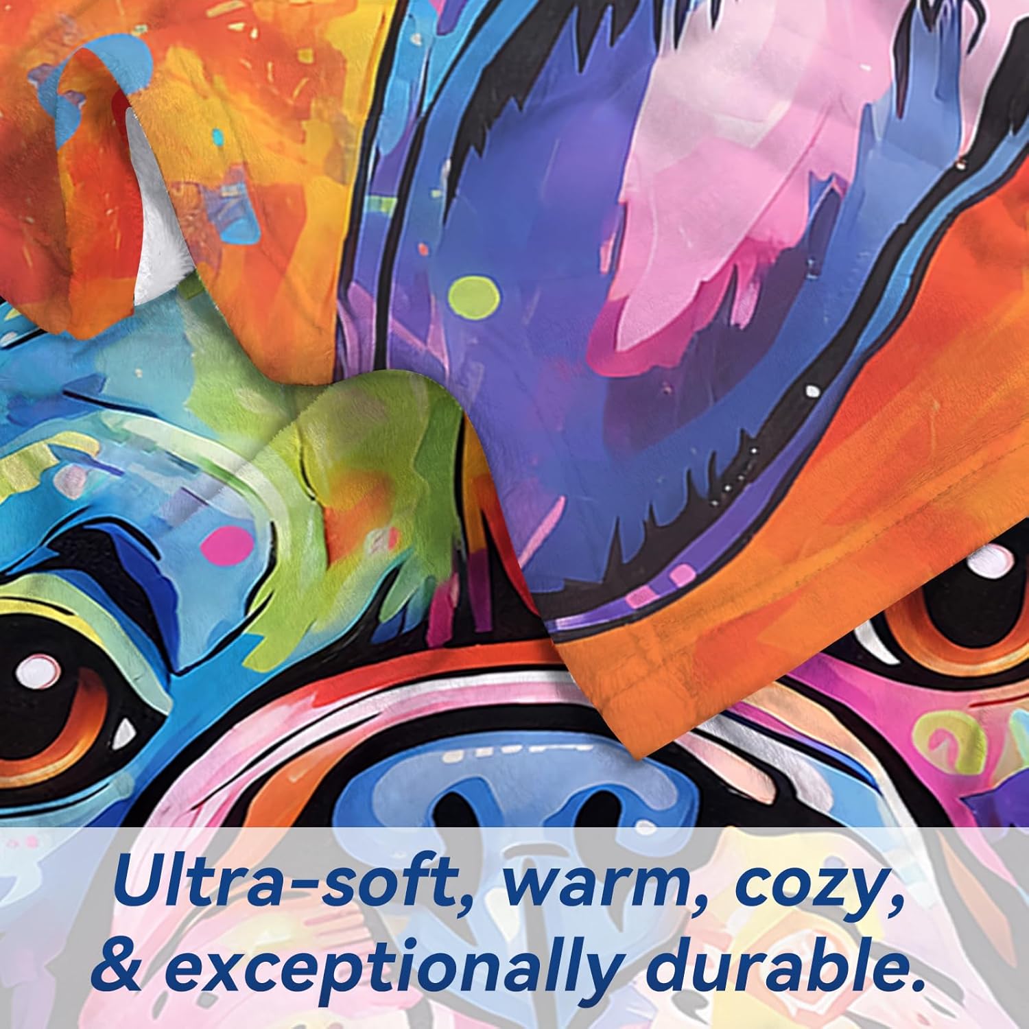 French Bulldog Gifts - Colorful Splash Art Blanket, 80"x60" Idea