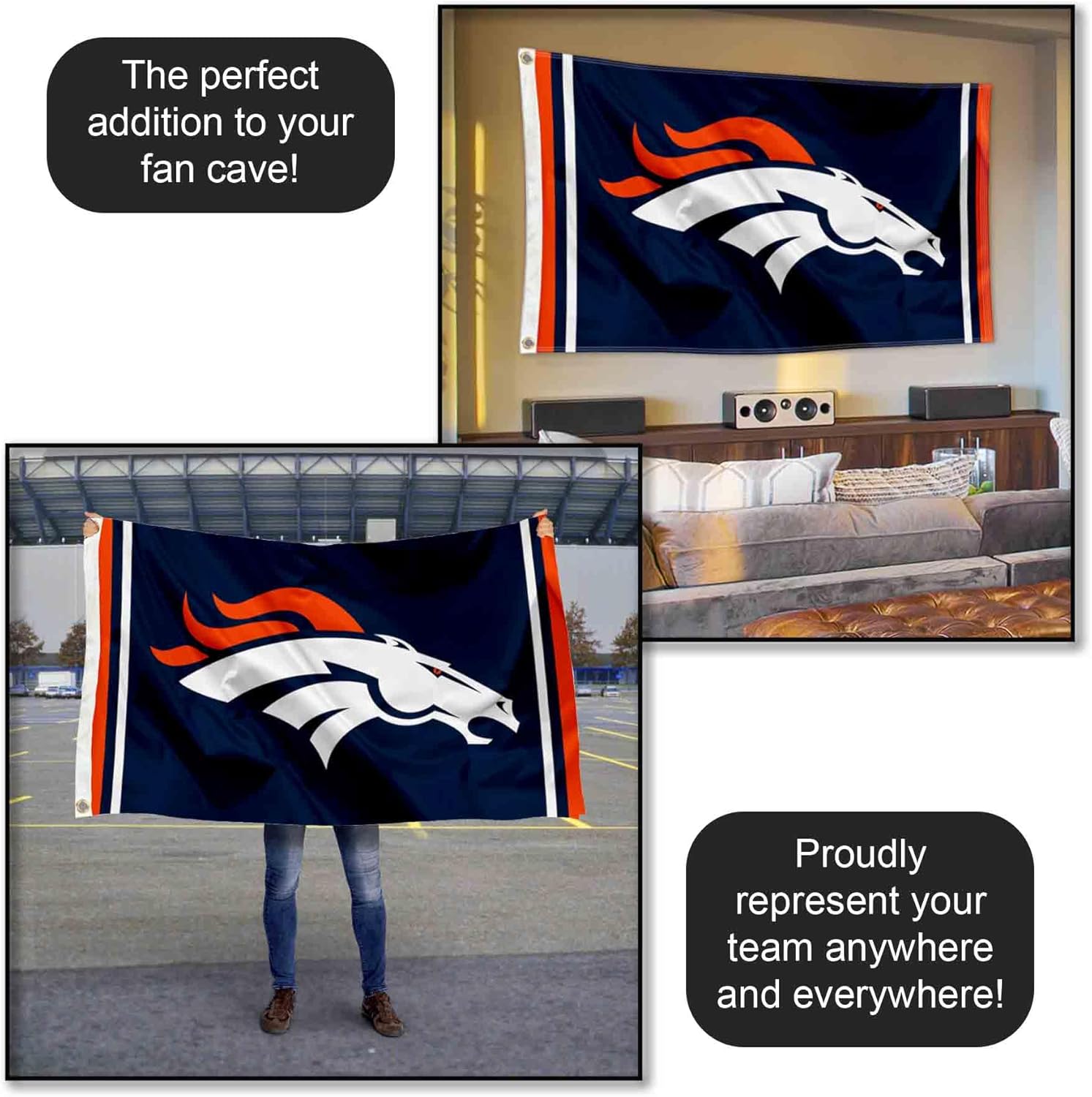 Denver Broncos Large 3x5 Flag - Image 5