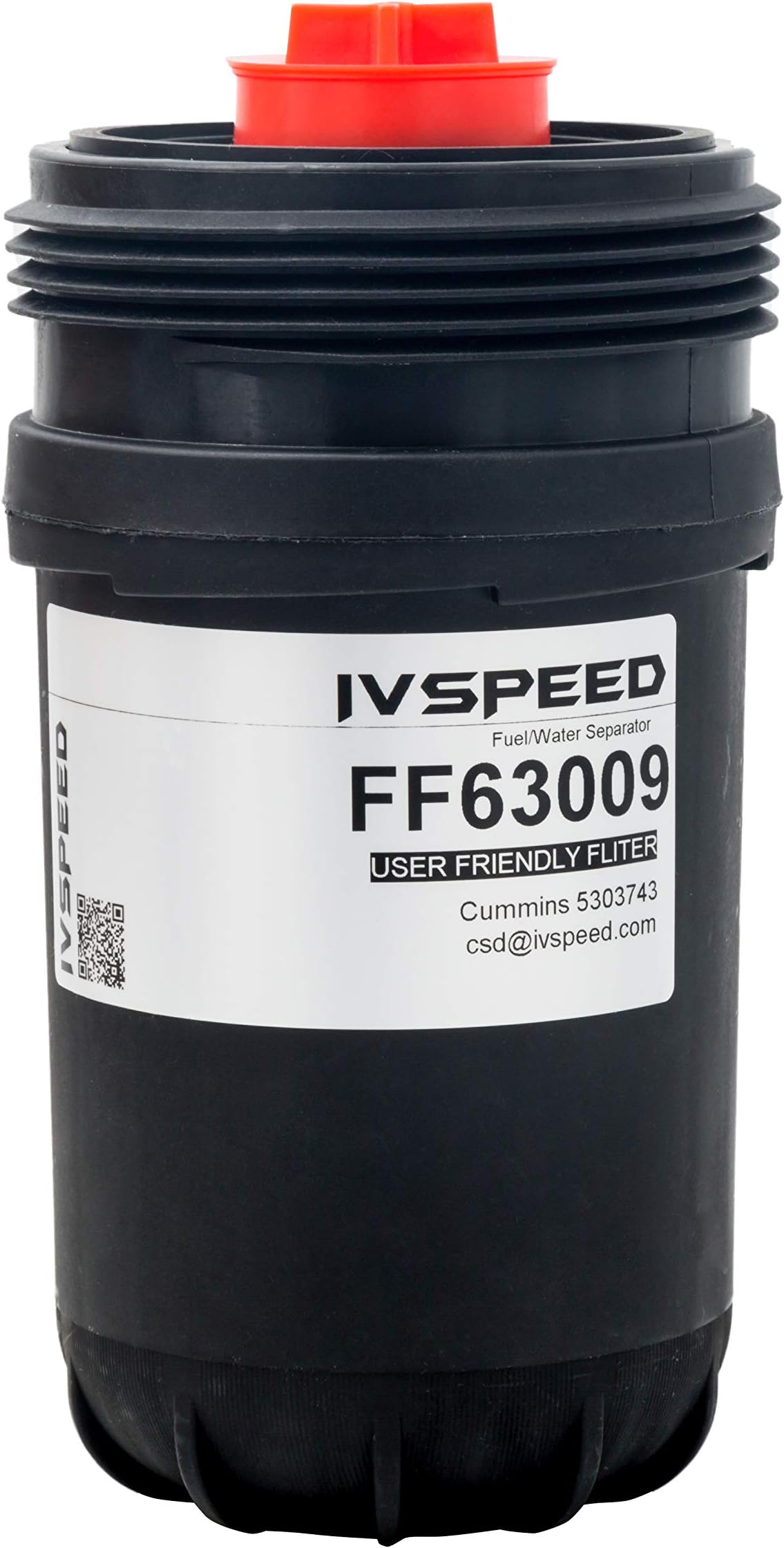 IVSPEED FF63009 Fuel Filter for 5303743 Replaces FF63008 with Hight Performance Filtration for Cummins B/L Series Engine, Contaminant Holding Cap, Best Class Protection&Longer Fuel System Life (1PC)