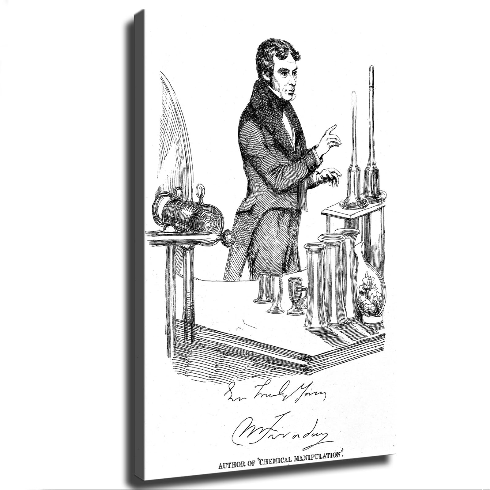 Michael Faraday Lecturing Poster Canvas Painting Prints Wall Art for Classroom Living Room Bedroom Hallway Decoration Home Decor (16x24inch,Framed)