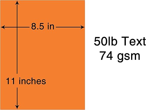 Vista 5 de Papel de color fluorescente brillante naranja neón de 8.5 x 11 pulgadas Papel de enlace de 20 libras (75GSM) 500 hojas - 1 resma