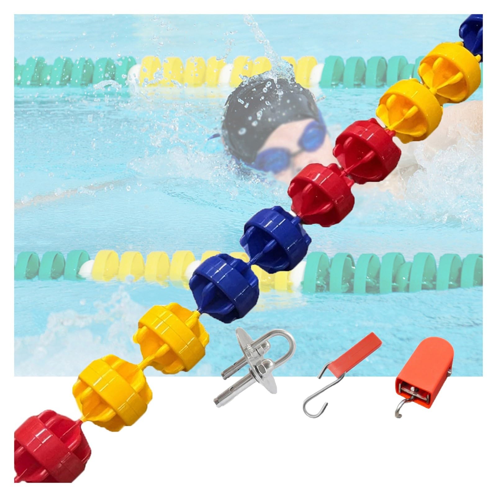 Tensor de línea de Carril de Piscina Hexagonal (15 cm) con Gancho