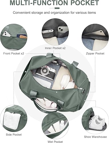 Miniatura 5 de Bolsa de gimnasio para mujeres y hombres con compartimento para zapatos, bolsa de lona deportiva, impermeable, para viajes, fin de semana, para