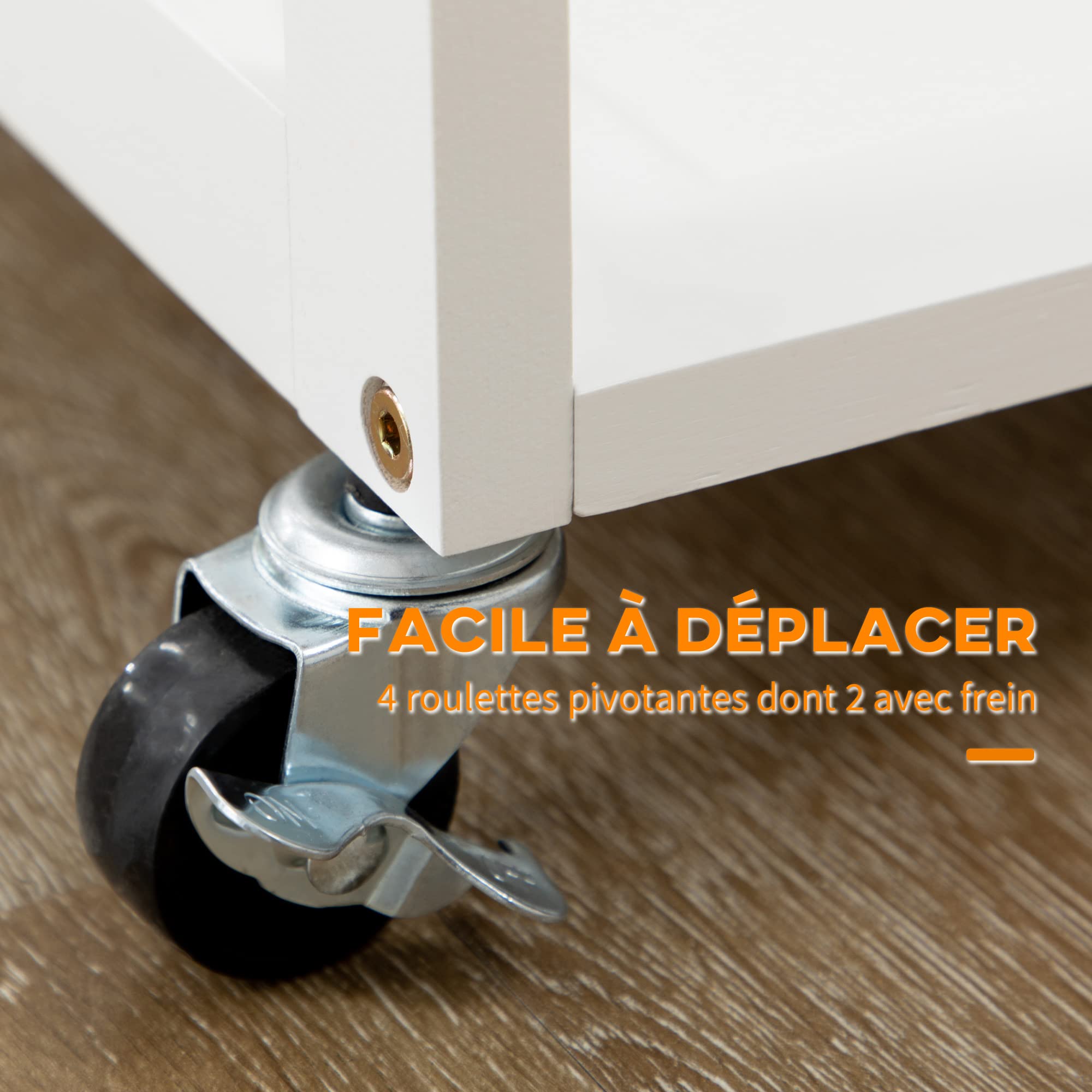 HOMCOM Ensemble Table de Bar Chariot de Cuisine Table de Cuisine Pliante roulettes + 2 tabourets Blanc et Bois Clair - 2 tiroirs et Porte-torchons