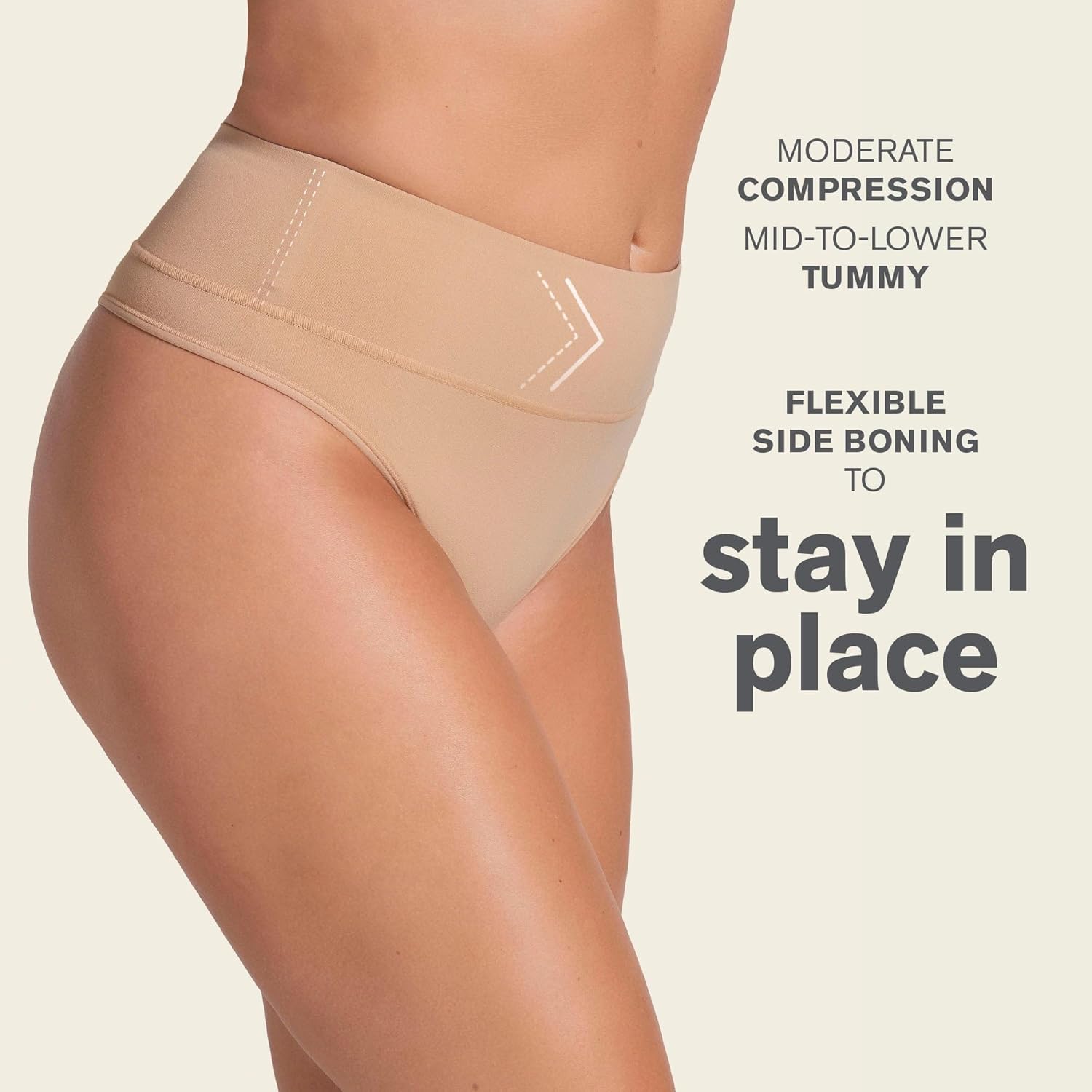 Leonisa SmartShape Thong Slimming High Waisted Compression Panties - Tummy Control Underwear for Women - Image 2