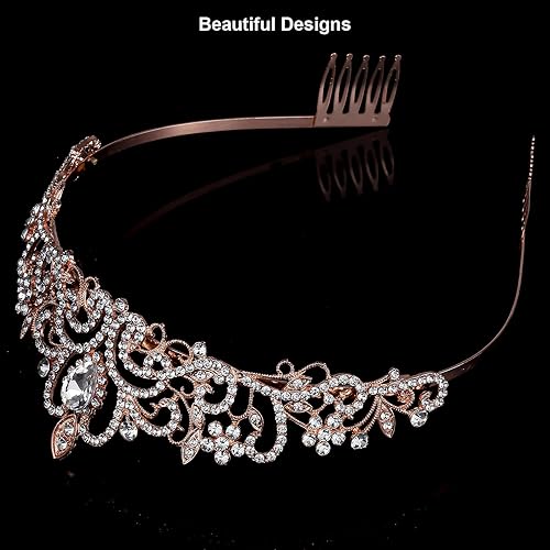 Miniatura 4 de Tiara coronas para mujer, corona de princesa para niñas, tiaras de reina de cristal para cumpleaños, Navidad, disfraz de novia, boda, graduación,