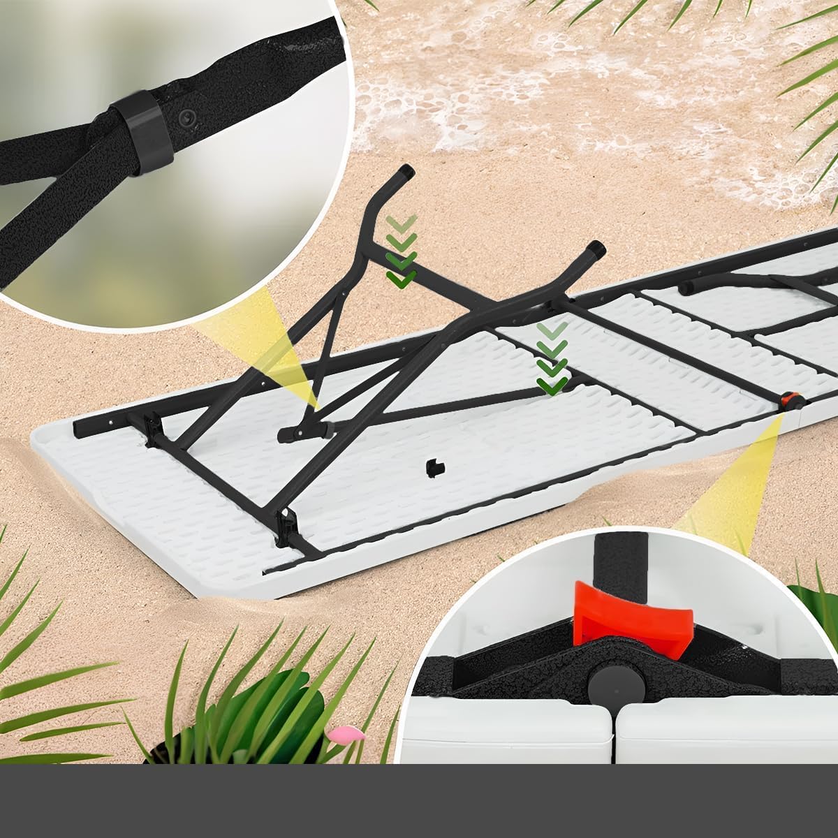 Generico Confortil Tavolo Pieghevole - 180x70x74cm - Tavolo da Giardino per 8 Persone - per Giardino, Terrazza e Balcone(1)