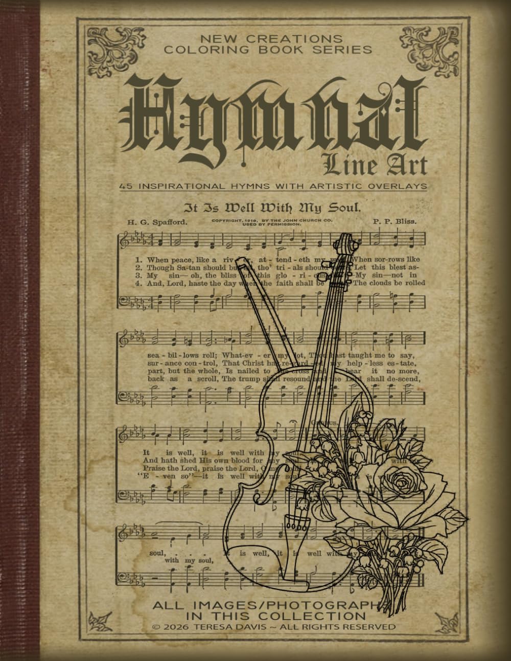 New Creations Coloring Book Series: Hymnal Line Art: An adult grayscale coloring book (coloring book for grownups) featuring A.I. generated images ... your favorite medium, suitable for framing.