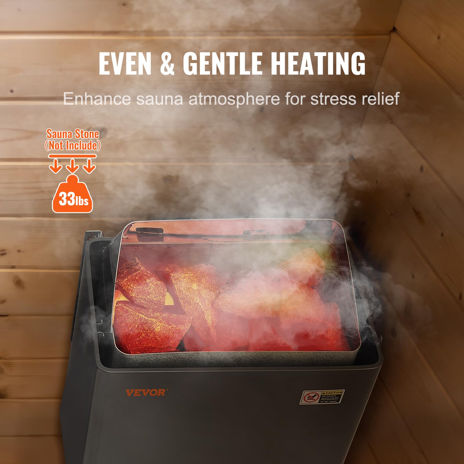 VEVOR Calentador de Sauna Eléctrico Portátil 8kW 400V 3N con Temporizador de 3 Horas Controlador Digital 110°C Máx para Sauna de 8-12 m³ Ducha de Spa de Hotel Uso Comercial, Piedras No Incluidas