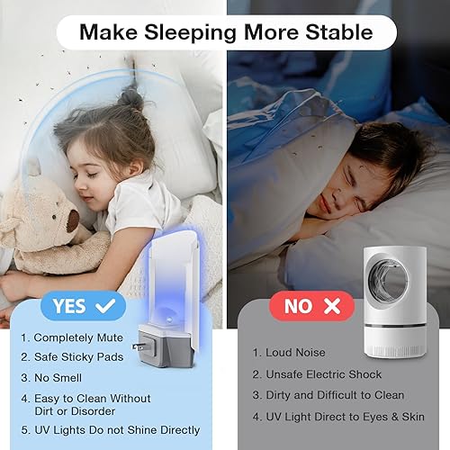 Miniatura 5 de Trampa para moscas para interiores, 2 atrapamoscas enchufables con 6 tarjetas de pegamento de repuesto, ideal para moscas de la fruta, mosquitos,