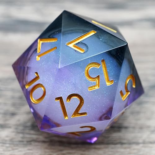 Miniatura 1 de Dados de núcleo líquido, Dungeons and Dragons D20 con estuche de regalo, dados grandes de 1.31 pulgadas, poliédricos hechos a mano con borde afilado