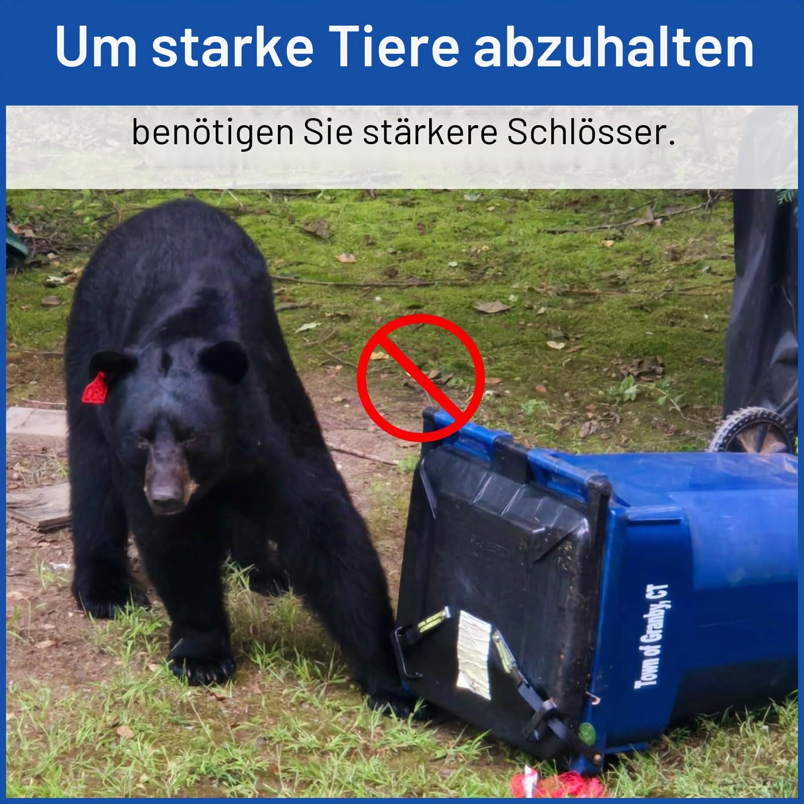 Mülltonnenschlösser für Tiere, Waschbär, Bärensicher, langlebiger Gurt, Deckel, Mülltonnenschloss für den Außenbereich, 2 Stück