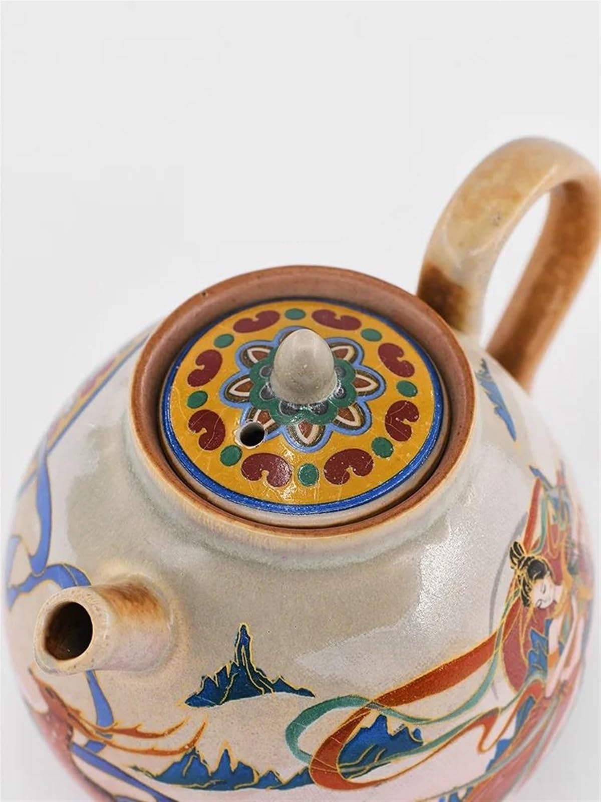Service à thé de l'après-midi, Service à thé Kung Fu, Service à thé Chinois, Théière culturelle de Dunhuang, Théière Artistique de 280 ML avec Trou pour Le thé et infuseur à thé.