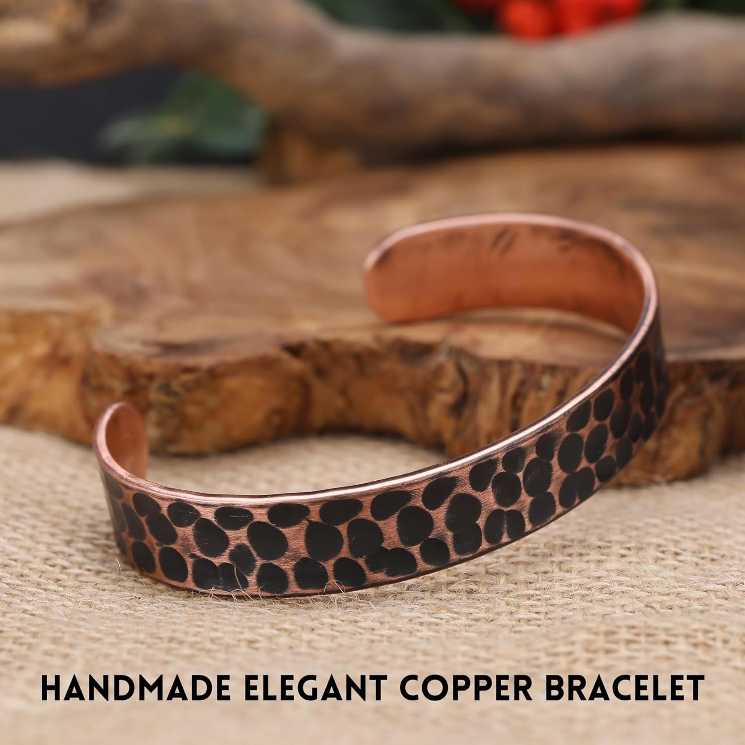 Handmade Pure Copper Bracelet for Women and Men - Thickest Copper Bracelet for Pain Relief and Stress Relief - Adjustable Spotted Copper Bracelets to Fit many Size Wrist -The most ideal thickness, with a thickness of 2 mm, easy to shape. (antique) - Image 6