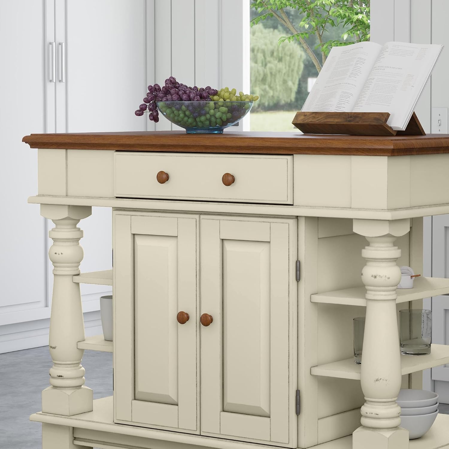 Homestyles Americana Antique Oak Island with Storage, 42"W