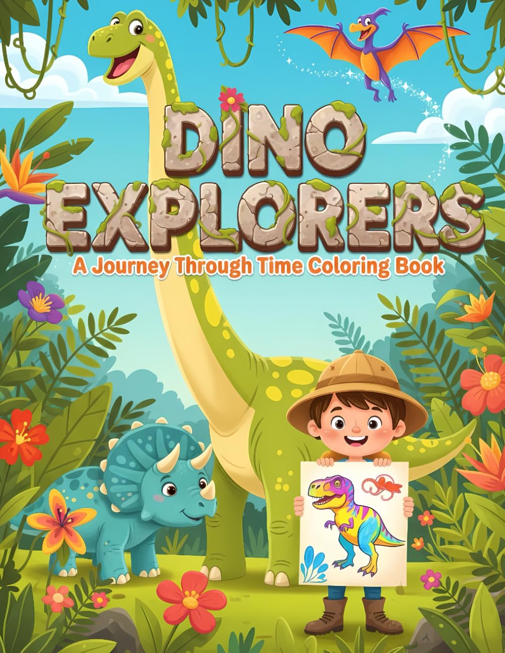 Dino Explorers: A Journey Through Time Coloring Book