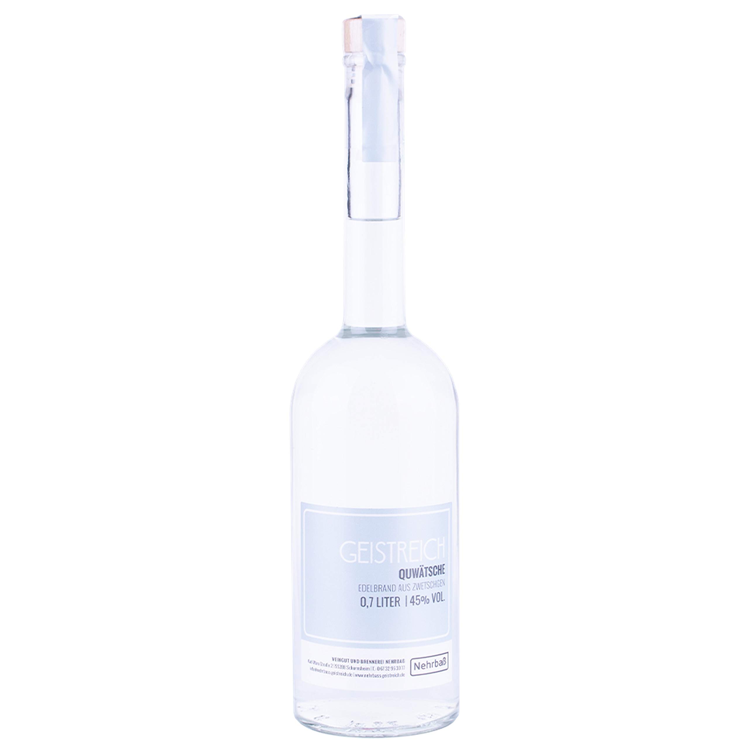Nehrbaß - Zwetschgenbrand"Quwätsche" 0,7 Liter - Premium Edelbrand 45% Vol. - Obstbrand aus ausgesuchten Zwetschgen - Schnaps Brand aus Deutschland