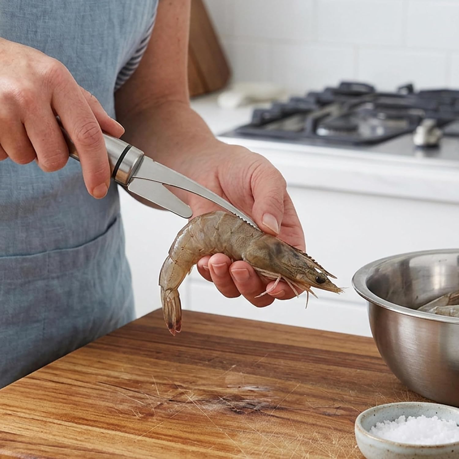4PCS Shrimp Deveining Tool, Shrimp Peeler and Shrimp Deveiner Set for Kitchen Use, Stainless Steel Shrimp Cleaner and Deveiner Tool with Ergonomic Handle for Seafood Preparation and Cooking