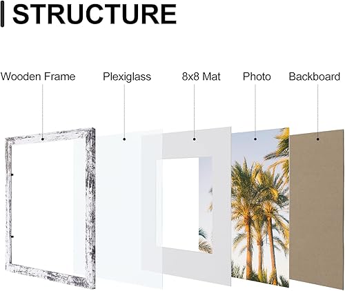 Vista 276 de Vittanly - Juego de 9 portarretratos, plexiglás resistente a rupturas, exhibe fotos de 12 x 12 pulgadas o, con paspartú, de 8 x 8 pulgadas, marcos