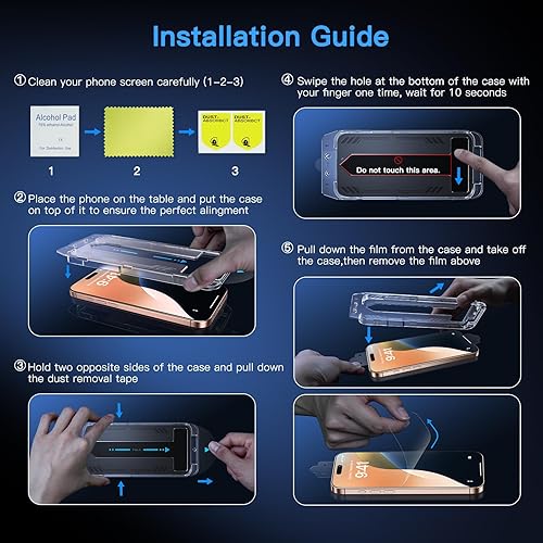 Vista 34 de Uyiton Protector de pantalla de privacidad para iPhone 13/13 Pro/14, vidrio irrompible, antiespía de 28° [cero burbujas], cobertura completa, Negro