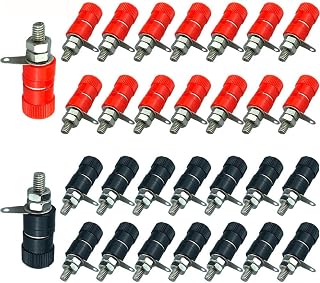 FULARR 30Pcs Premium Binding Post Terminal, for 4mm Banana Plug Connector (Red & Black)