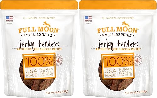 Miniatura 24 de Full Moon, Essentials Beef Jerky Tenders - Golosinas naturales de carne seca de reses criadas al aire libre para perros, ingredientes de grado