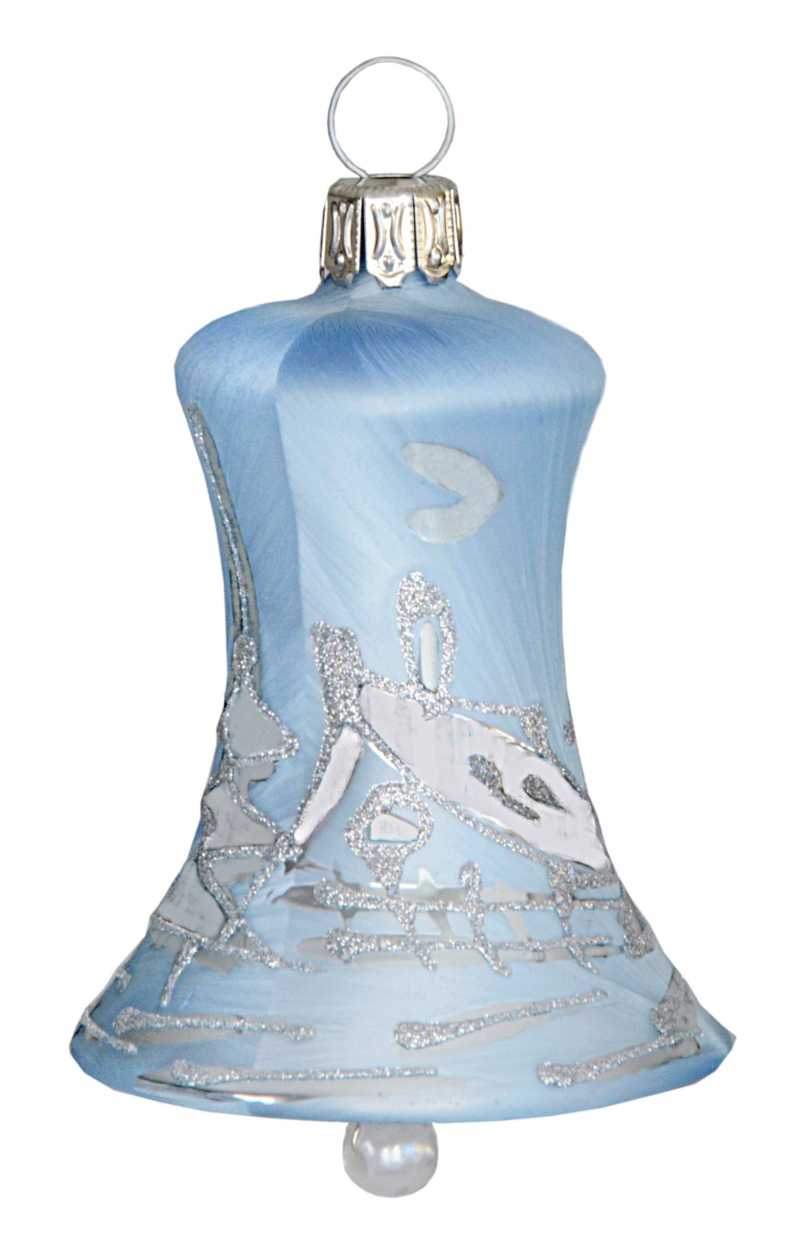 Jingle Bells Lauscha Christmas Tree Bauble Bell Ice Blue Pack of 4 per Box