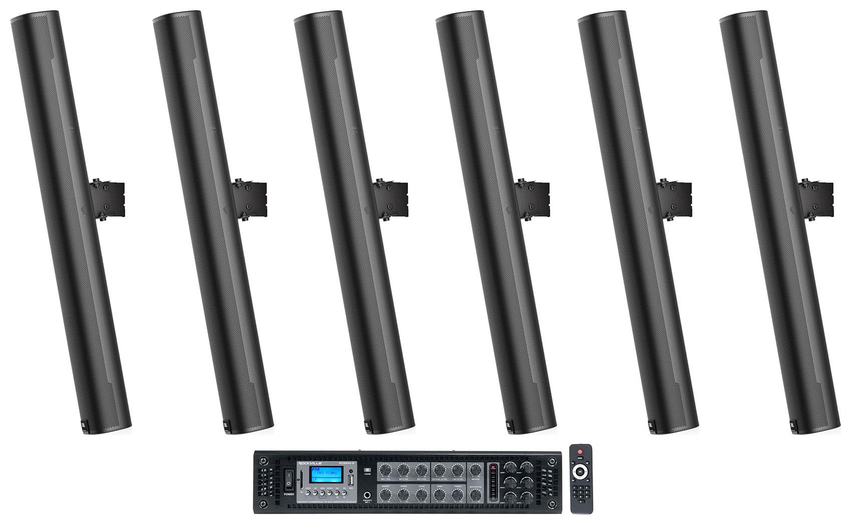 Rockville Amp Bundle with (6) JBL COL800-BK 32