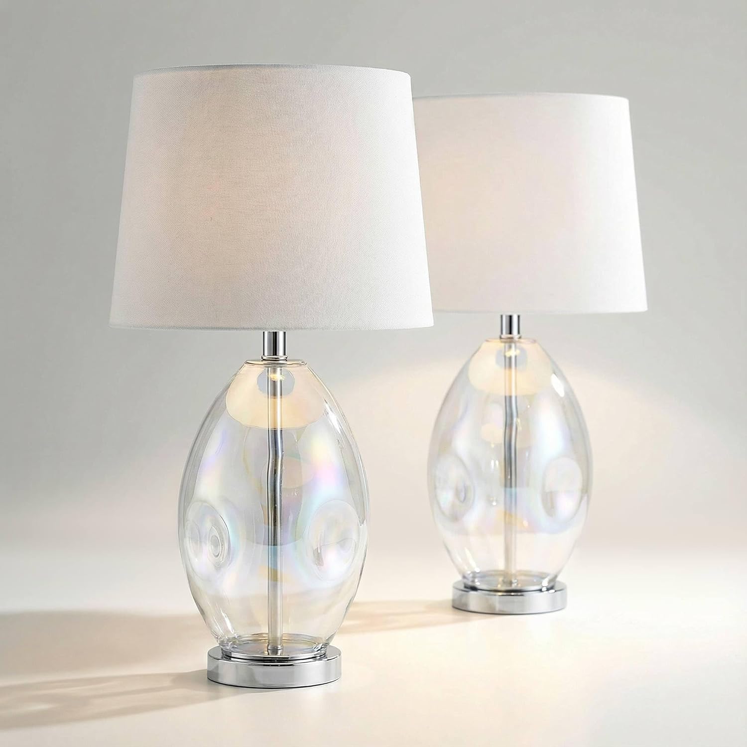 360 Lighting Samantha 24 3/4" High Clear Iridescent Glass 3-Way Table Lamp Set of 2