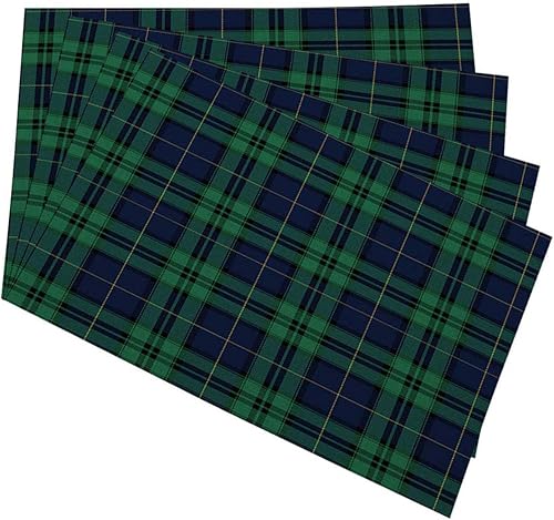 Mugod Manteles individuales de color negro tartán para reloj a cuadros, diseño tradicional, decorativo, resistente al calor, antideslizante,