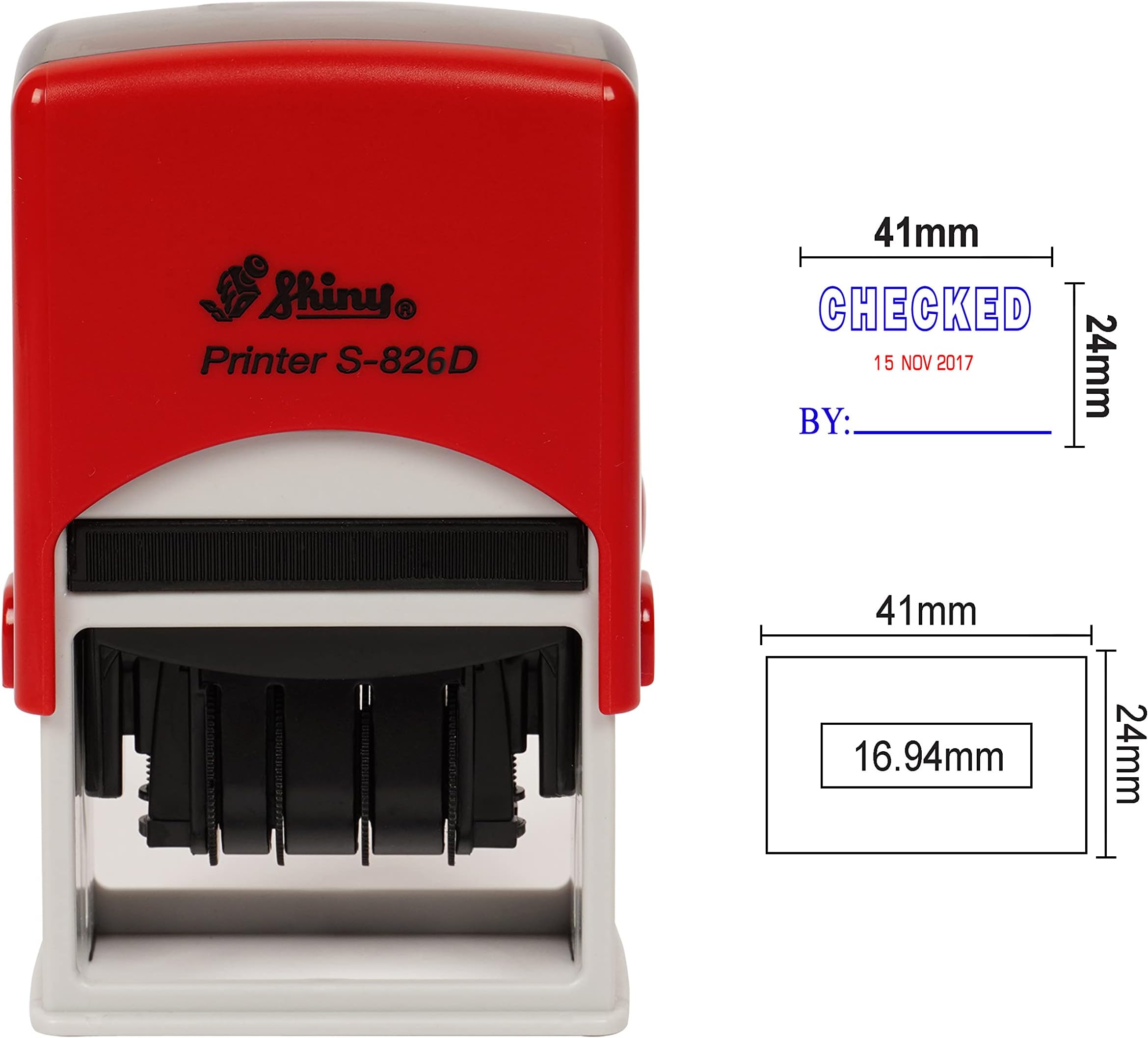 Shiny Date Stamper Self Inking with Checked by Text Ofiice Stationery Rubber Stamp S-826D