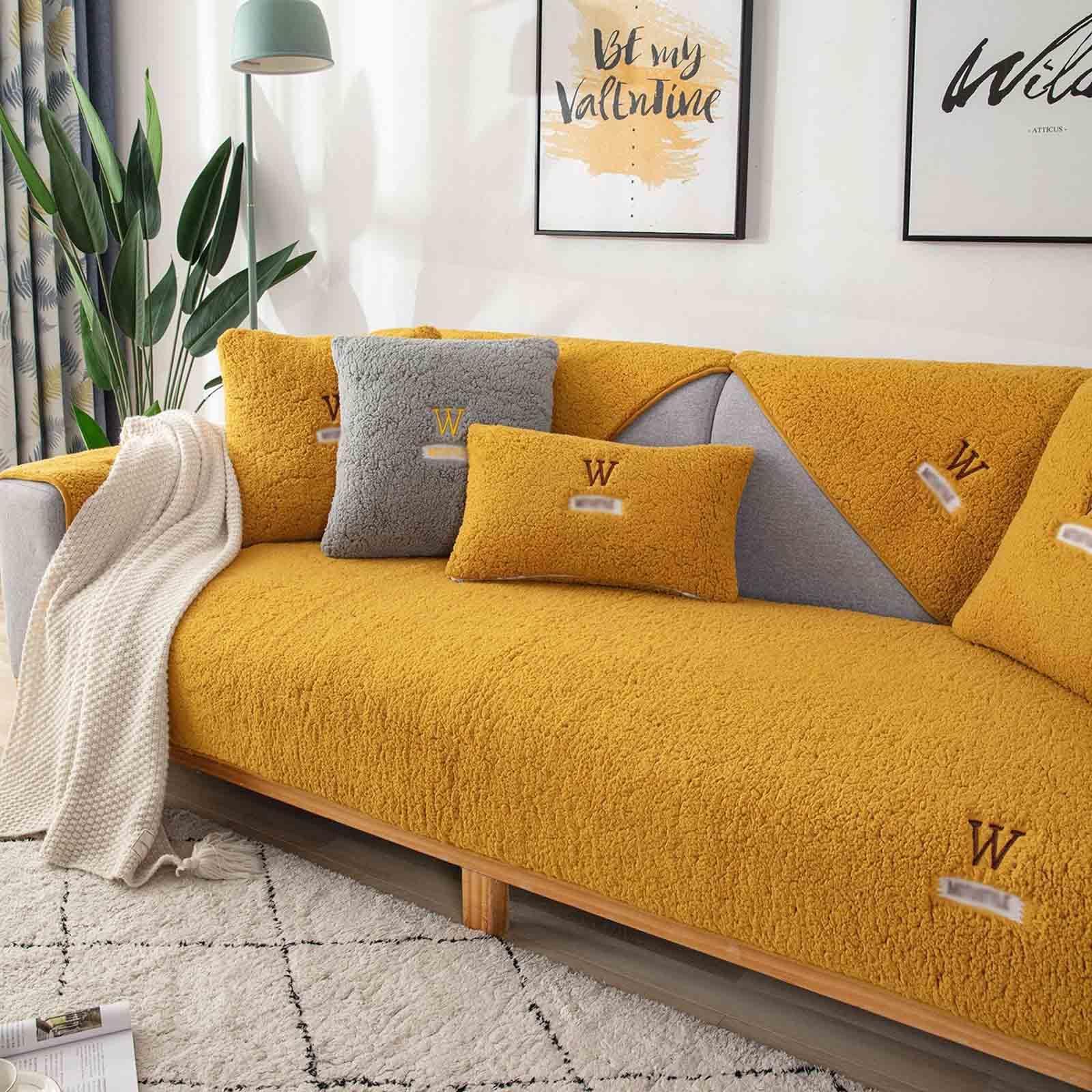 Funda de sofá Afelpada para Mascotas, Antideslizante, para Perros de 2, 3 o 4 plazas, Ideal para sofás en Forma de L, Impermeables, Color Amarillo n.° 2, 110 x 240 cm.