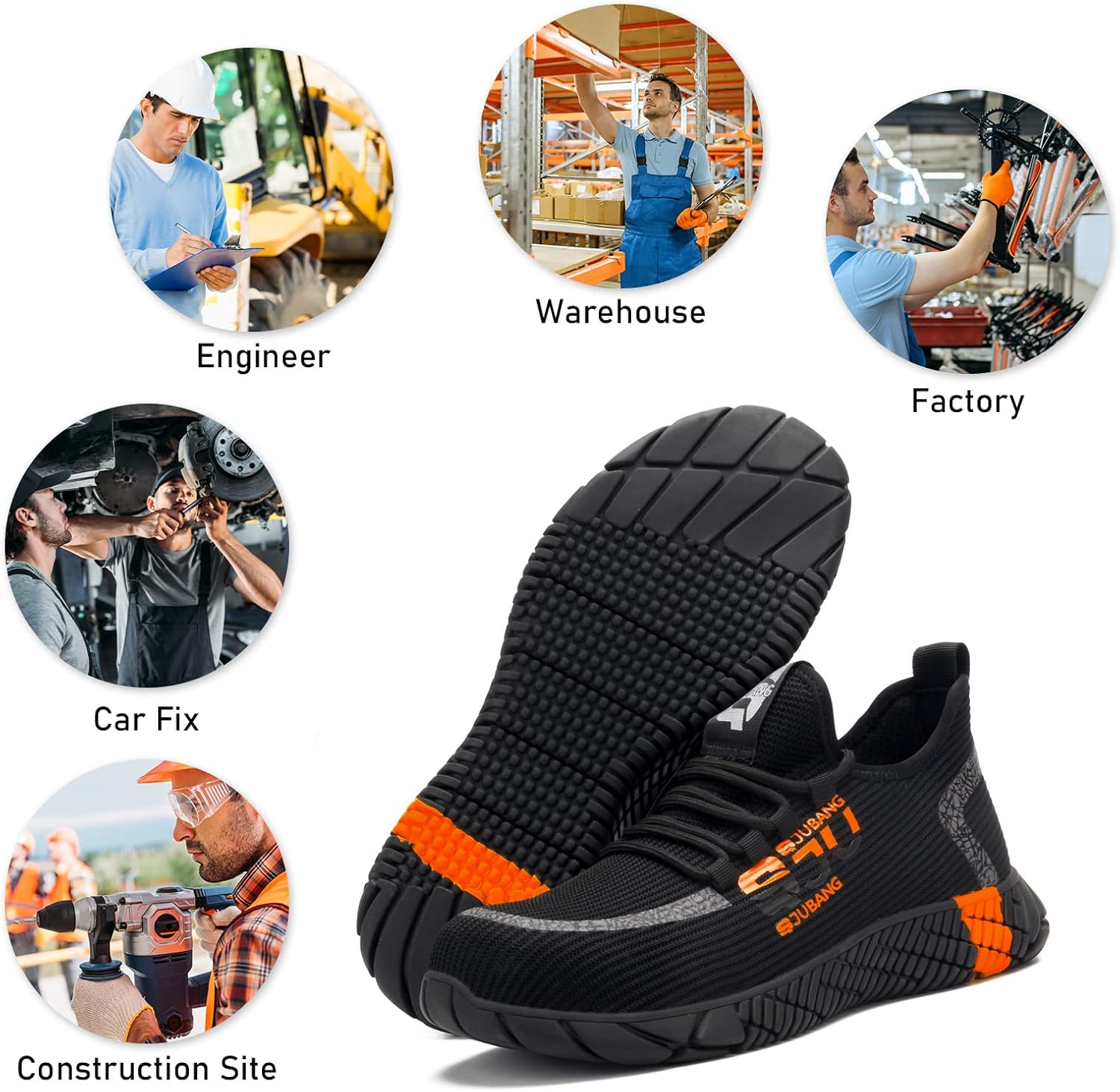 USOR Safety Work Steel Toe Shoes for Men Women Lightweight Safety