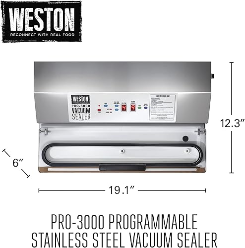 Miniatura 8 de Weston Brands Máquina selladora al vacío para conservación de alimentos y Sous Vide controles LED programables digitales sella bolsas de hasta 15