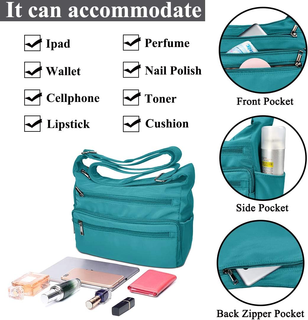 VOLGANIK ROCK RFID Purses for Women Fabric Nylon Multi Pocket Crossbody Bag Ladies Travel Handbag - Image 7