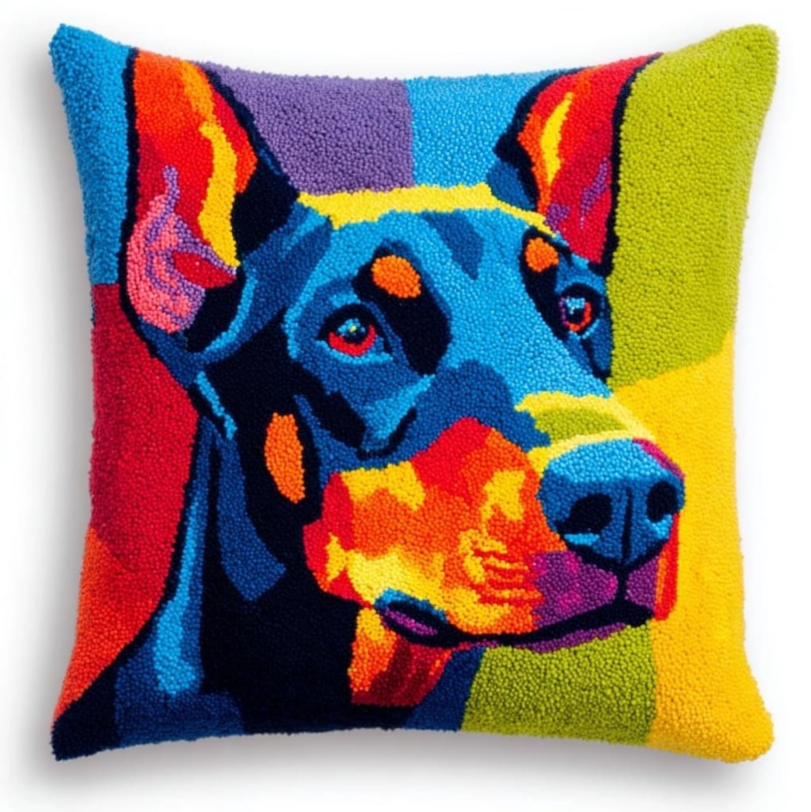 AxiangziK Latch Hook Pillow Kit for Beginners,Doberman Pinscher Animal Dog