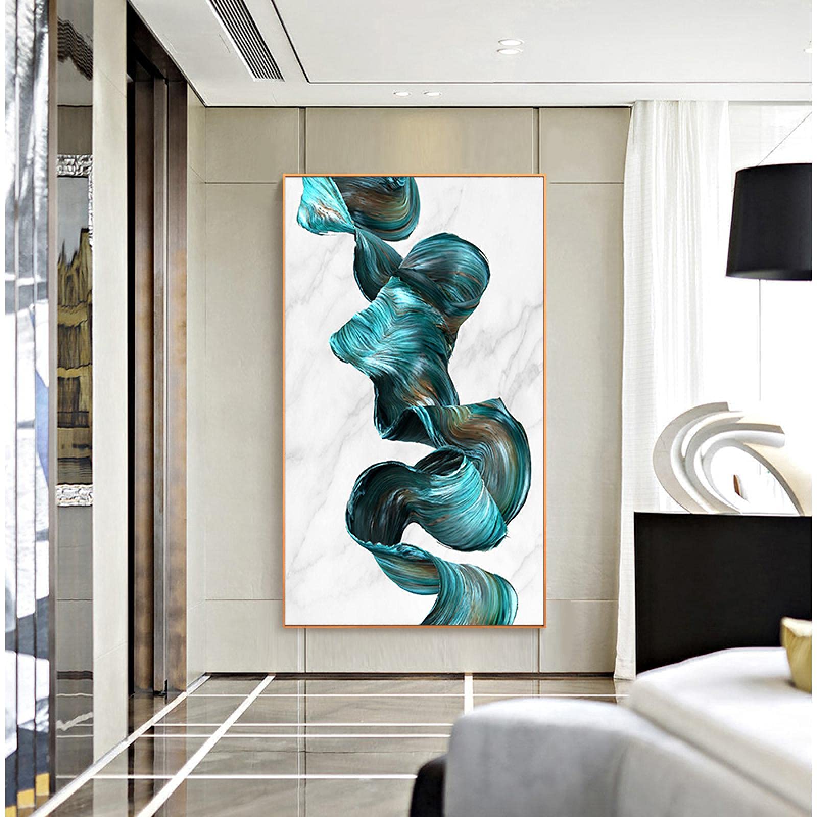 Affiche impression nordique verte et blanche, grand format mural abstrait 55 x 110 cm - 8