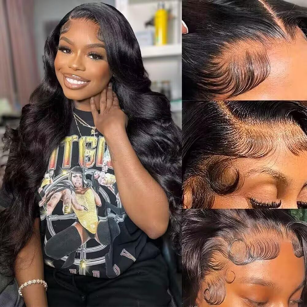 MSGEM 13X4 Body Wave Human Hair Wig 20 Inch 180% Density 13x4 HD Transparent Lace Front Wigs Pre Plucked Natural Hairline Brazilian Virgin Glueless Wigs Human Hair for Woman - Image 3