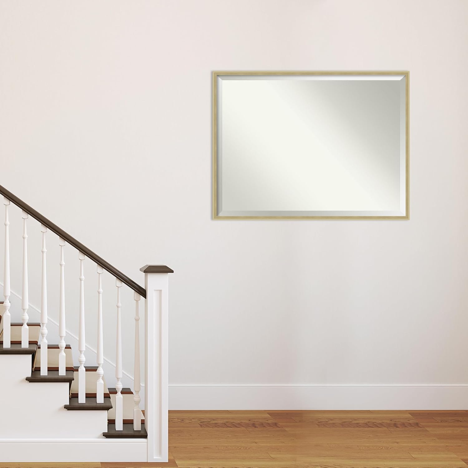Amanti Art Gold Wall Mirror 31x41 Lucie Champagne Rectangle Bathroom Mirror for Wall Decor Living Room, X-Large Modern Wood Frame, Hangs Horizonally and Vertically, Bathroom Decor, Beveled Edge